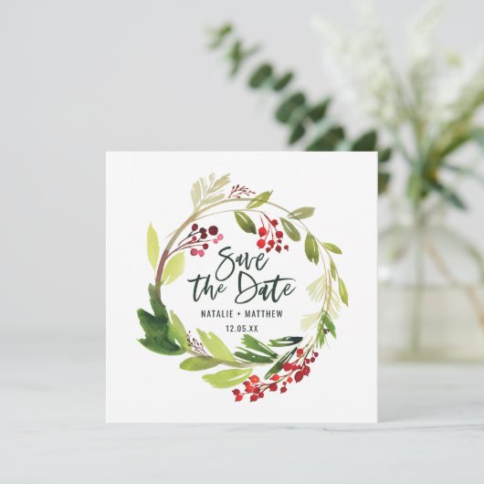 Winterfolienkarte Save the Date (Stehend Vorderseite)