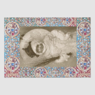 WINTERFOTOVORLAGE, ANGELN, WERTVOLLE JEWELS, GEMS SEIDENPAPIER