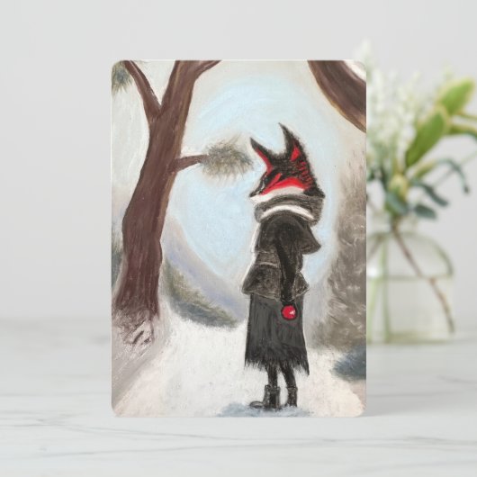 Winterfox Handgemalte Karte (Stehend Vorderseite)