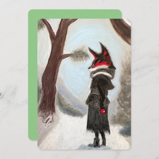 Winterfox Handgemalte Karte (Vorne/Hinten)