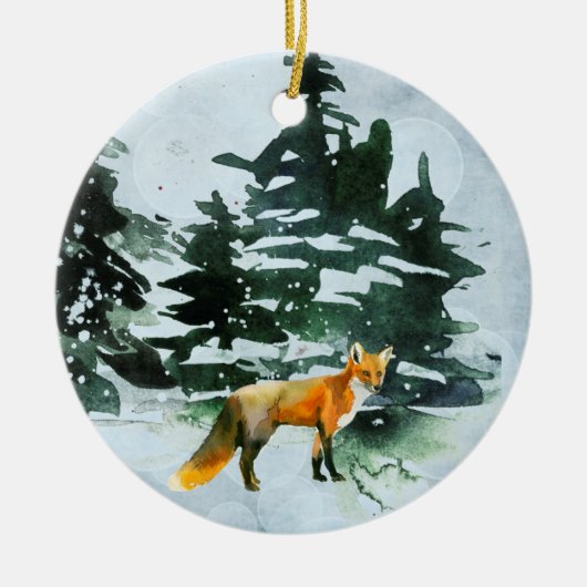 WinterFox Keramik Ornament (Vorne)