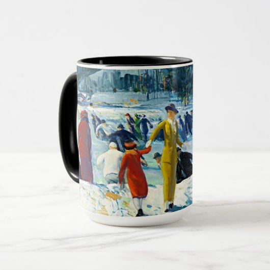 Winterfreude – Bellows Eislauf-Tasse Tasse (Vorderseite Links)