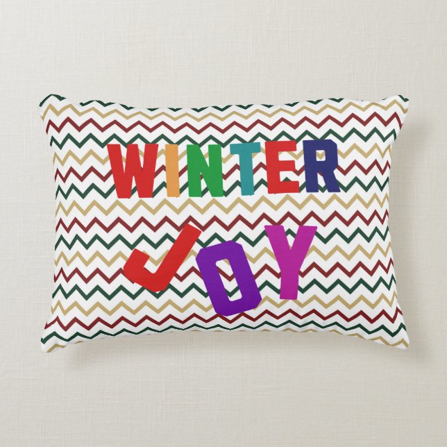 Winterfreude - Gemütliche, bunte Briefe Dekokissen (Vorderseite)