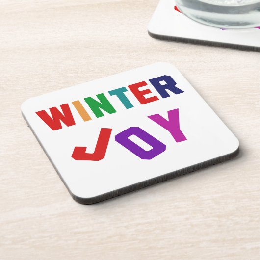 Winterfreude - Gemütliche, bunte Briefe Getränkeuntersetzer (Linke Seite)