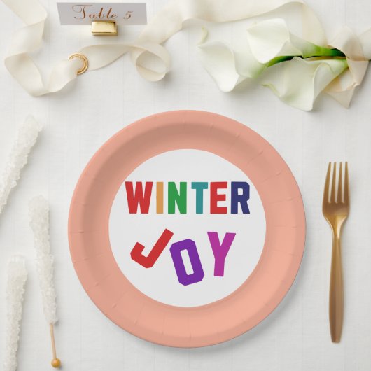 Winterfreude - Gemütliche, bunte Briefe Pappteller (Hochzeit)