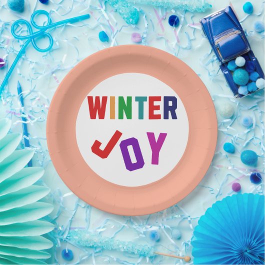 Winterfreude - Gemütliche, bunte Briefe Pappteller (Party)