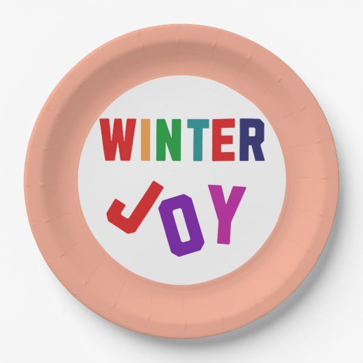 Winterfreude - Gemütliche, bunte Briefe Pappteller (Vorderseite)