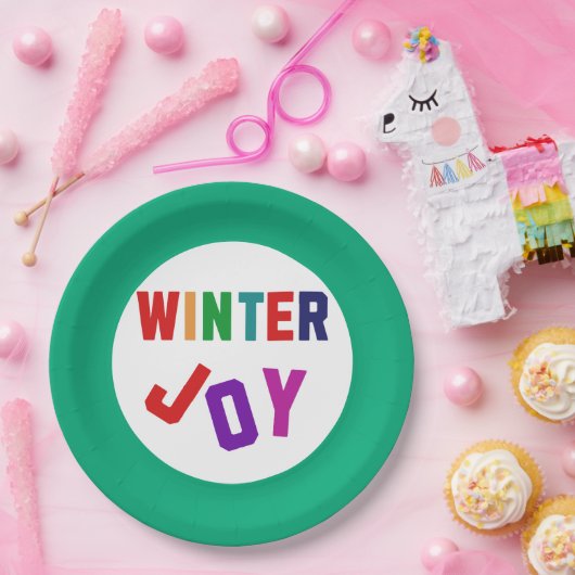 Winterfreude - Gemütliche, bunte Briefe Pappteller (Party)