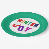 Winterfreude - Gemütliche, bunte Briefe Pappteller (Schrägansicht)