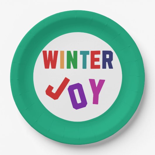 Winterfreude - Gemütliche, bunte Briefe Pappteller (Vorderseite)