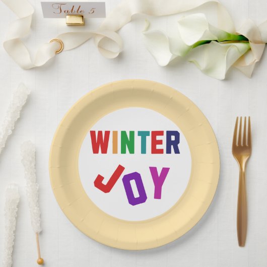 Winterfreude - Gemütliche, bunte Briefe Pappteller (Hochzeit)