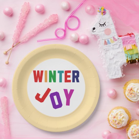 Winterfreude - Gemütliche, bunte Briefe Pappteller (Party)