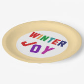 Winterfreude - Gemütliche, bunte Briefe Pappteller (Schrägansicht)