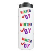 Winterfreude - Gemütliche, bunte Briefe Thermosbecher (Vorderseite)