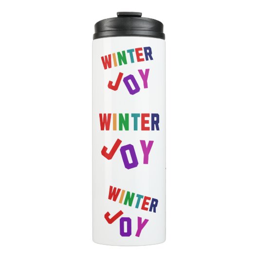 Winterfreude - Gemütliche, bunte Briefe Thermosbecher (Vorderseite)