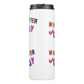 Winterfreude - Gemütliche, bunte Briefe Thermosbecher (Rückseite)