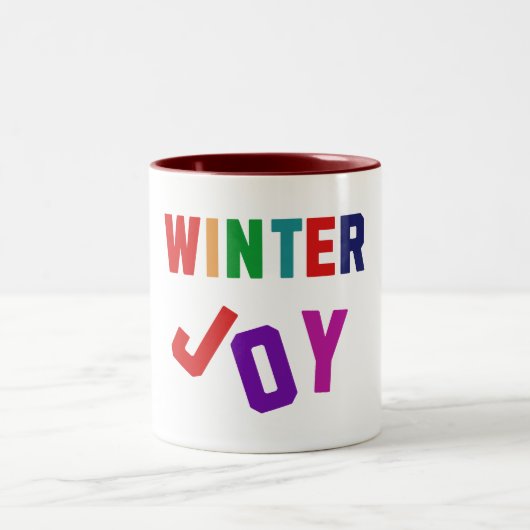 Winterfreude - Gemütliche, bunte Briefe Zweifarbige Tasse (Mittel)