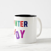 Winterfreude - Gemütliche, bunte Briefe Zweifarbige Tasse (VorderseiteRechts)