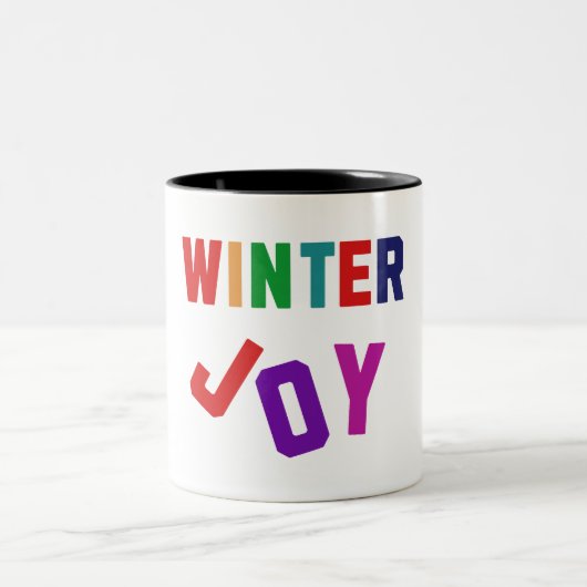 Winterfreude - Gemütliche, bunte Briefe Zweifarbige Tasse (Mittel)