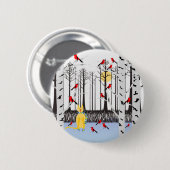 Winterfreude - Katze mit den Kardinälen von Schal- Button (Vorne & Hinten)