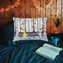 Winterfreude - Katze mit den Kardinälen von Schal- Dekokissen