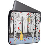 Winterfreude - Katze mit den Kardinälen von Schal- Laptopschutzhülle (Vorne Rechts)