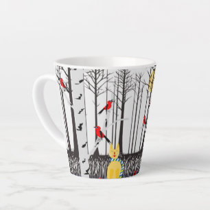 Winterfreude - Katze mit den Kardinälen von Schal- Milchtasse