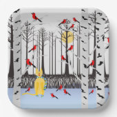 Winterfreude - Katze mit den Kardinälen von Schal- Pappteller (Vorderseite)