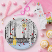 Winterfreude - Katze mit den Kardinälen von Schal- Pappteller (Party)