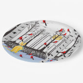 Winterfreude - Katze mit den Kardinälen von Schal- Pappteller (Schrägansicht)