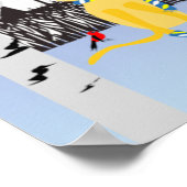 Winterfreude - Katze mit den Kardinälen von Schal- Poster (Ecke)