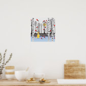 Winterfreude - Katze mit den Kardinälen von Schal- Poster (Küche)