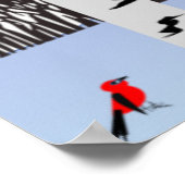 Winterfreude - Katze mit den Kardinälen von Schal- Poster (Ecke)