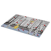 Winterfreude - Katze mit den Kardinälen von Schal- Schneidebrett (Ecke)