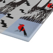 Winterfreude - Katze mit den Kardinälen von Schal- Schneidebrett (Ecke)