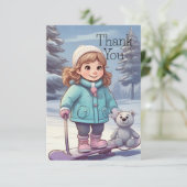 Winterfreunde Dankeskarte (Stehend Vorderseite)