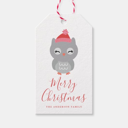 Winterfreunde | Eule Holiday Geschenkanhänger (Vorderseite)