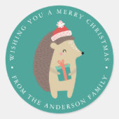 Winterfreunde | Igel Holiday Runder Aufkleber (Vorderseite)