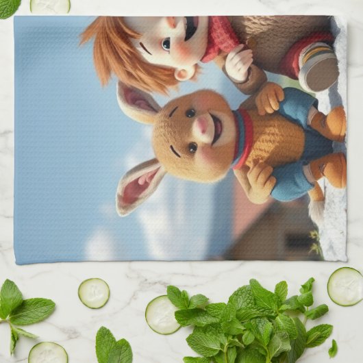 Winterfreunde im Glück Geschirrtuch (Gefaltet)