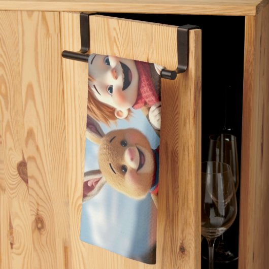 Winterfreunde im Glück Geschirrtuch (Drittel gefaltet)