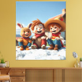 Winterfreunde im Glück Leinwanddruck (Insitu (Wohnzimmer))