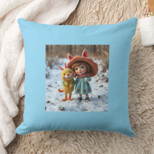 „Winterfreunde – Magische Freundschaft im Schnee“ Kissen (Decke)