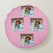 „Winterfreunde – Magische Freundschaft im Schnee“ Rundes Kissen (Rückseite)