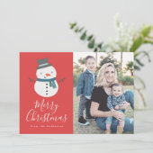 Winterfreunde | Snowman Holiday Foto Card Feiertagskarte (Stehend Vorderseite)