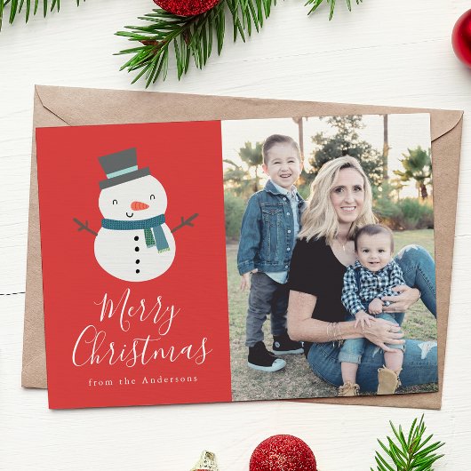 Winterfreunde | Snowman Holiday Foto Card Feiertagskarte