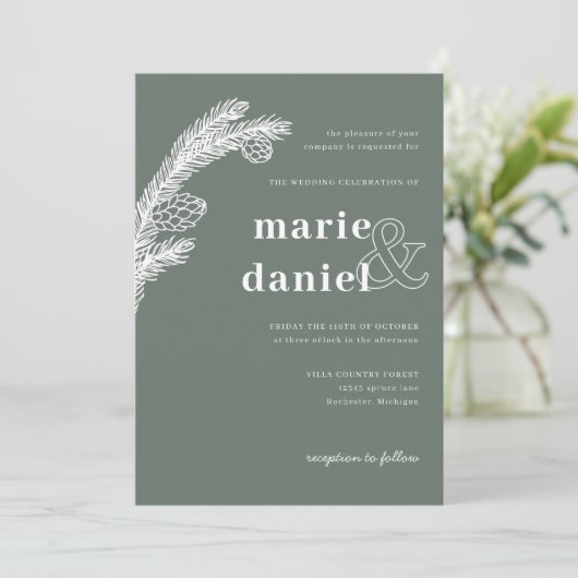 Winterfrische auf grüner Hochzeit einladen Einladung (Stehend Vorderseite)