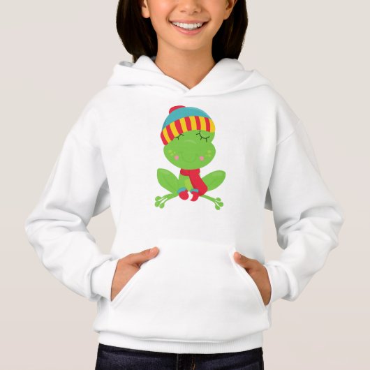 Winterfrosch, Niedlicher Frosch, Grüner Frosch, Hu Hoodie (Vorderseite)