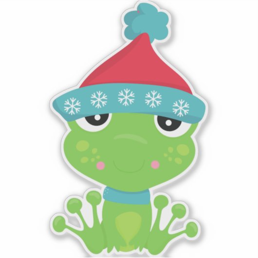 Winterfrosch, Niedlicher Frosch, Grüner Frosch, Sc Aufkleber (Vorderseite)