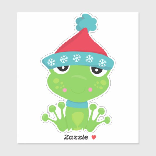 Winterfrosch, Niedlicher Frosch, Grüner Frosch, Sc Aufkleber (Blatt)