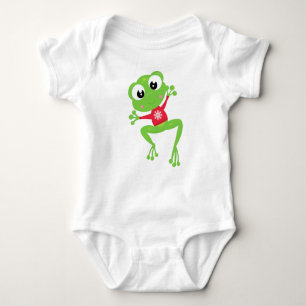 Winterfrosch, Niedlicher Frosch, Grüner Frosch, Sw Baby Strampler